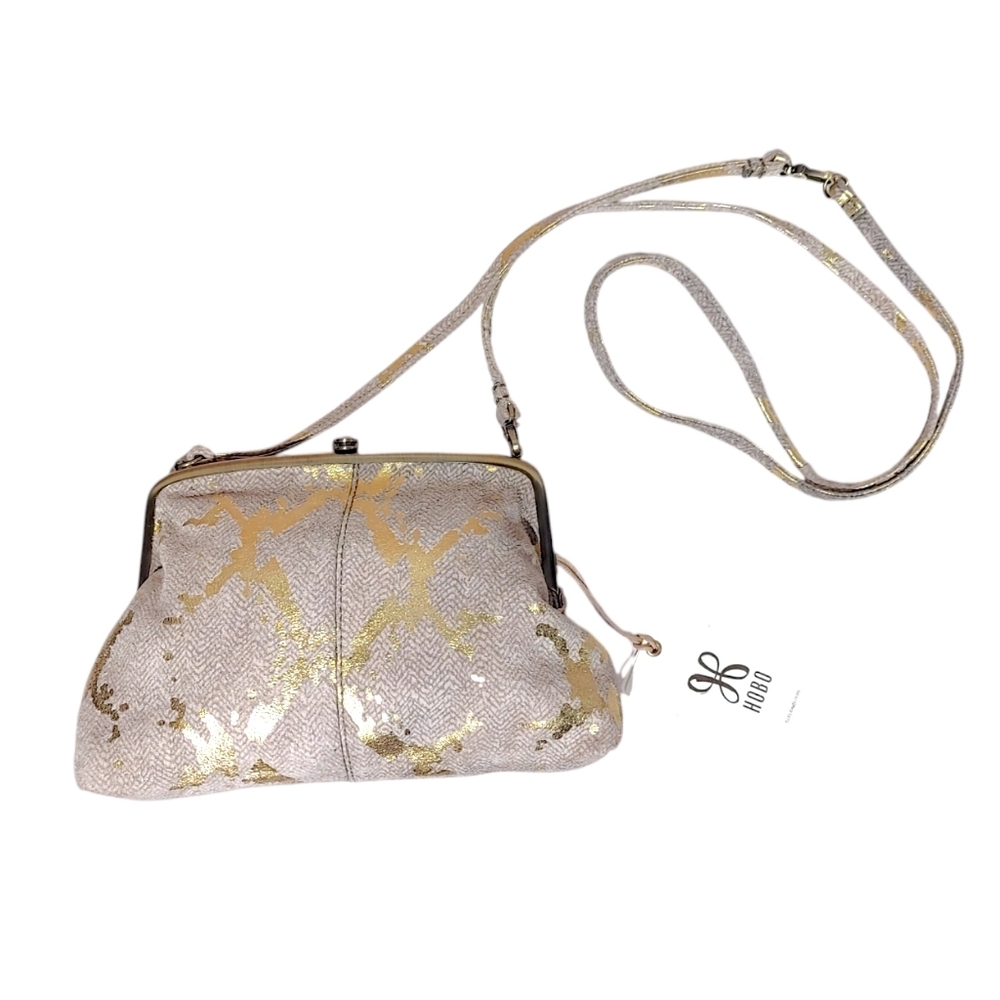 Hobo Metallic Leather Snakeskin Convertible Crossbody Clutch Bag Handbag NWT - Picture 2 of 8